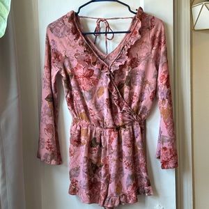 Pink Floral Ruffled Romper for Spring